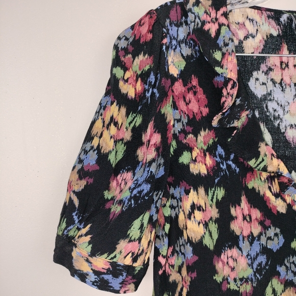 Zara Trf Collection Abstract Floral Ruffle Collar V Neck Button Down Sz. S - Picture 4 of 9